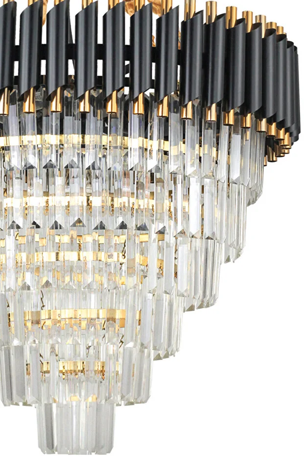 Palmira 60 Cm'lik Kristal Taşlı Lüks Avize 6'lı - (siyah-gold)